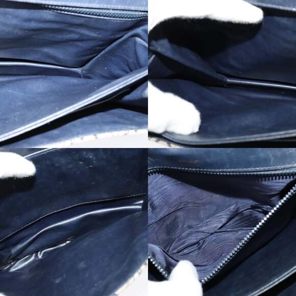 CELINE C Sulky Shoulder Bag Canvas Navy Gold - Picture 12 of 13